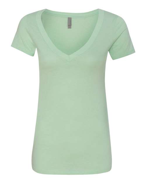 Women’s CVC Deep V-Neck T-Shirt - Mint Front