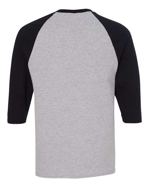 Unisex Heavy Cotton™ Raglan Three-Quarter Sleeve T-Shirt - Sport Grey/ Black Back