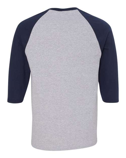 Unisex Heavy Cotton™ Raglan Three-Quarter Sleeve T-Shirt - Sport Grey/ Navy Back