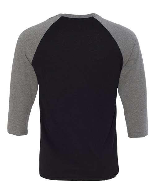 Unisex Three-Quarter Sleeve Baseball Tee - Black/ Deep Heather Back