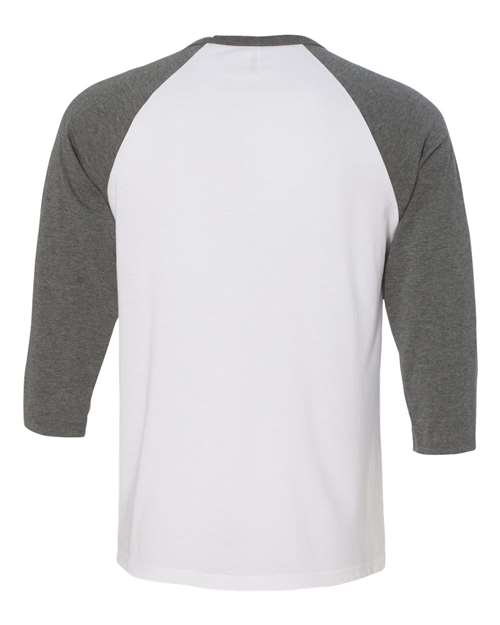 Unisex Three-Quarter Sleeve Baseball Tee - White/ Deep Heather Back