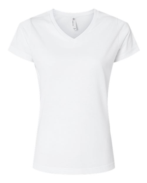 Women's Polyester Sublimation V-Neck Tee - White Front
