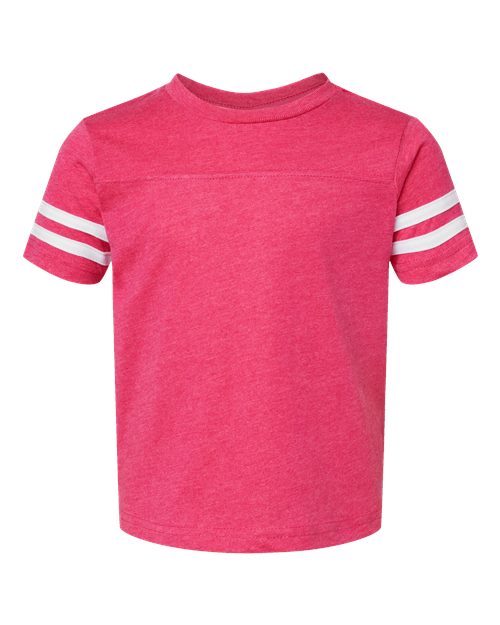 Toddler Football Fine Jersey Tee - Vintage Hot Pink/ White Front