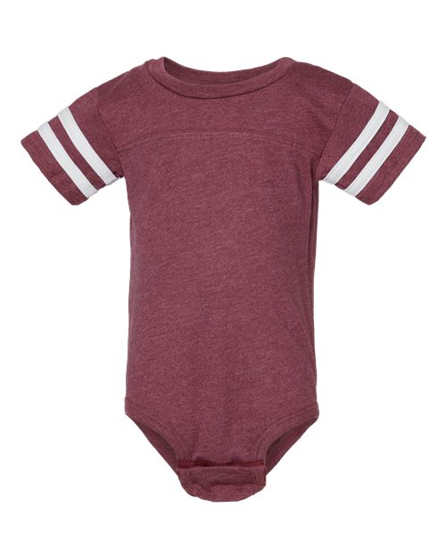 Infant Football Fine Jersey Bodysuit - Vintage Burgundy/ White Front
