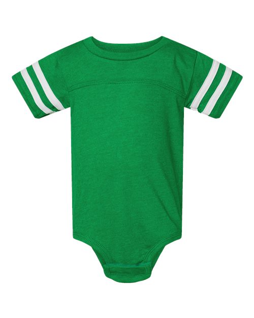 Infant Football Fine Jersey Bodysuit - Vintage Green/ White Front