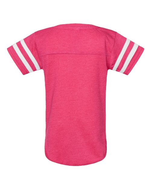 Infant Football Fine Jersey Bodysuit - Vintage Hot Pink/ White Back