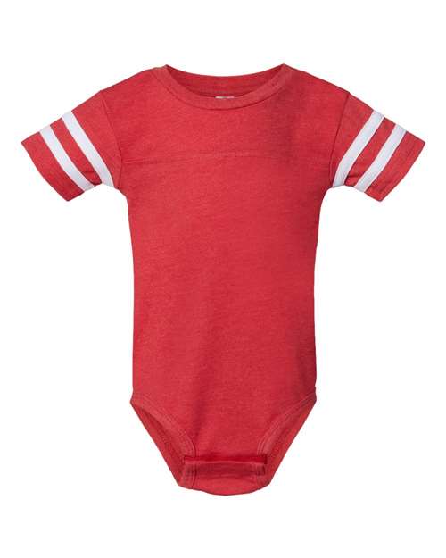 Infant Football Fine Jersey Bodysuit - Vintage Red/ White Front