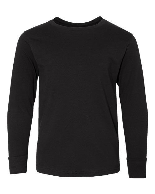 Youth Fine Jersey Long Sleeve Tee - Black Front