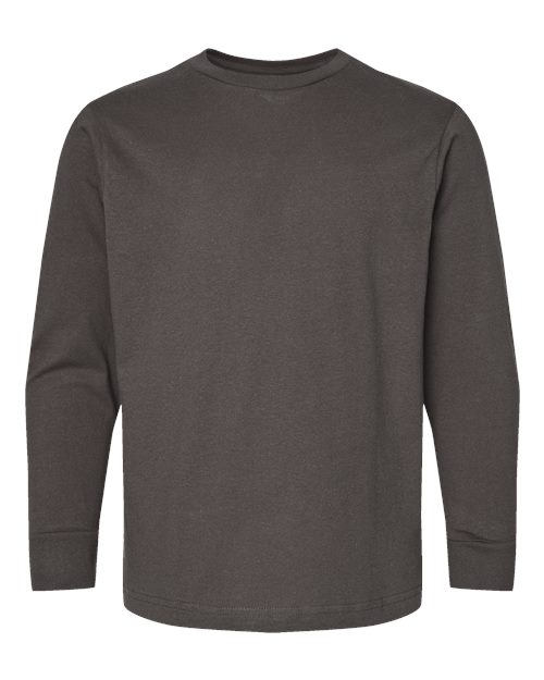 Youth Fine Jersey Long Sleeve Tee - Charcoal Front