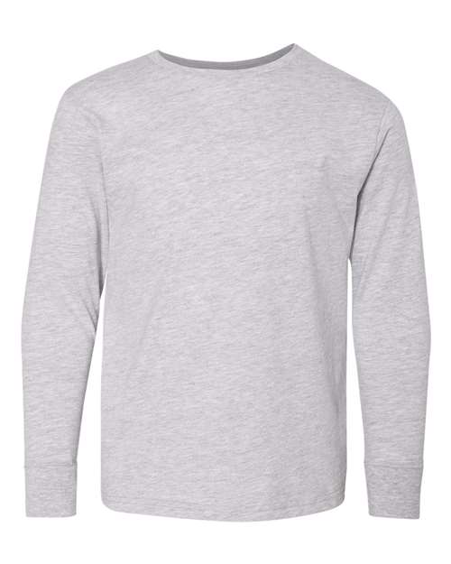 Youth Fine Jersey Long Sleeve Tee - Heather Front
