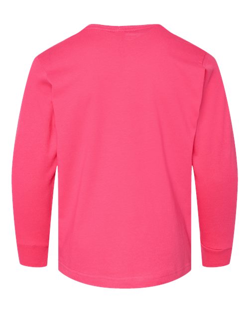 Youth Fine Jersey Long Sleeve Tee - Hot Pink Back