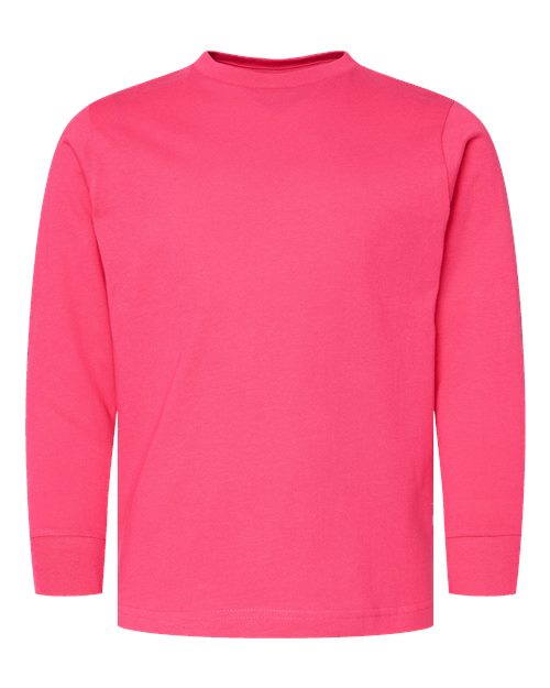 Youth Fine Jersey Long Sleeve Tee - Hot Pink Front