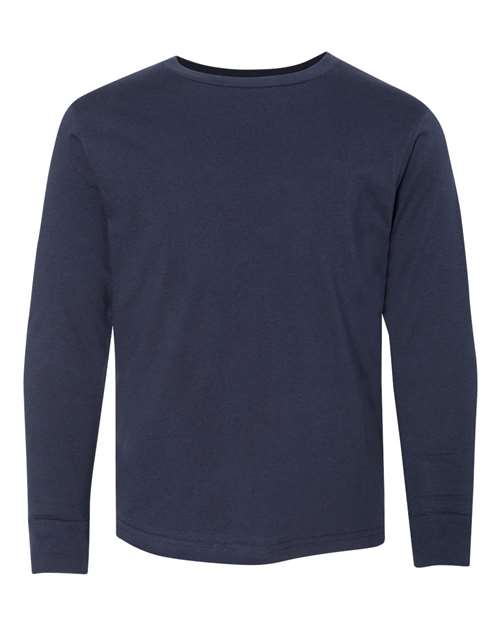 Youth Fine Jersey Long Sleeve Tee - Navy Front