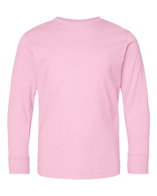 Youth Fine Jersey Long Sleeve Tee - Pink Front