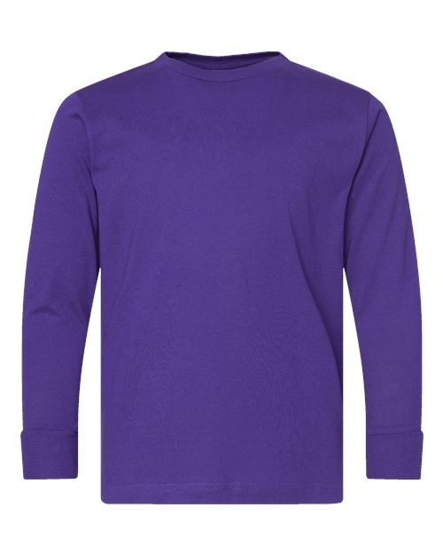 Youth Fine Jersey Long Sleeve Tee - Purple Front