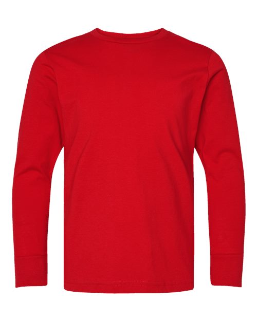 Youth Fine Jersey Long Sleeve Tee - Red Front