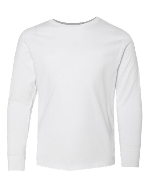Youth Fine Jersey Long Sleeve Tee - White Front