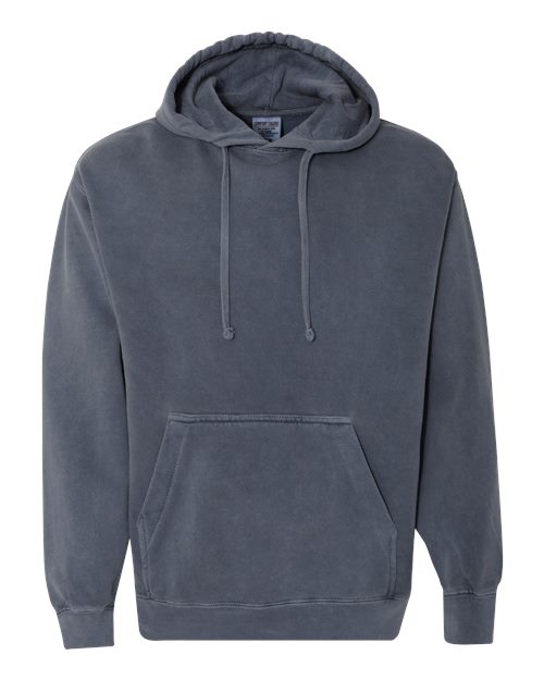Unisex Garment-Dyed Hooded Sweatshirt - Denim Front