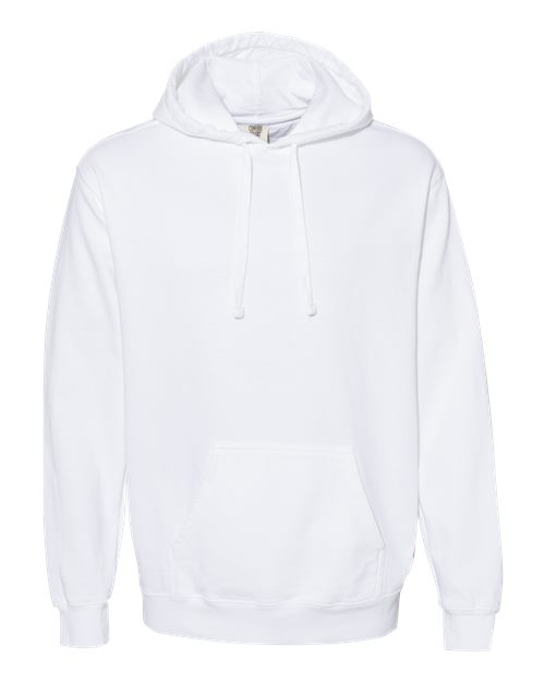 Unisex Garment-Dyed Hooded Sweatshirt - White Front