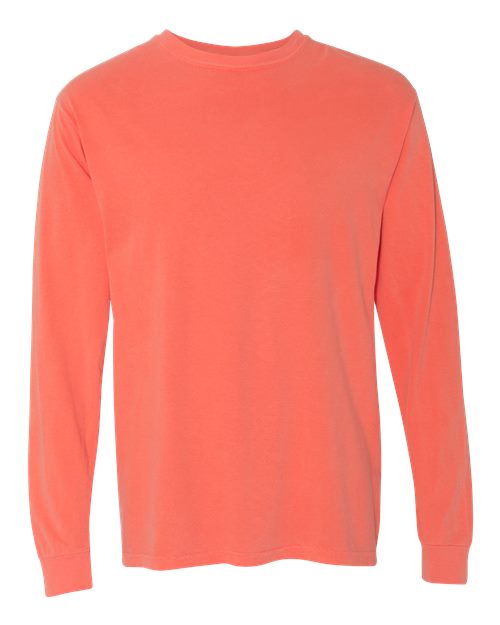 Comfort Colors Unisex Garment-Dyed Heavyweight Long Sleeve T-Shirt - Bright Salmon Front