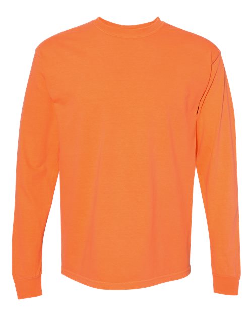 Unisex Garment-Dyed Heavyweight Long Sleeve T-Shirt - Burnt Orange Front