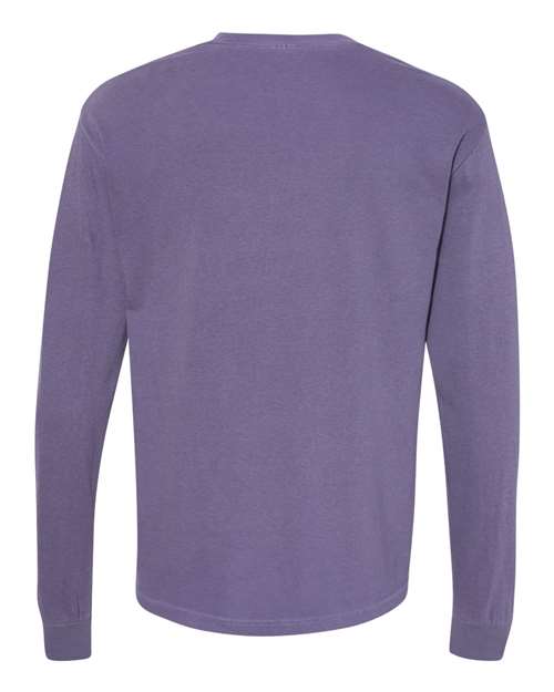 Unisex Garment-Dyed Heavyweight Long Sleeve T-Shirt - Grape Back