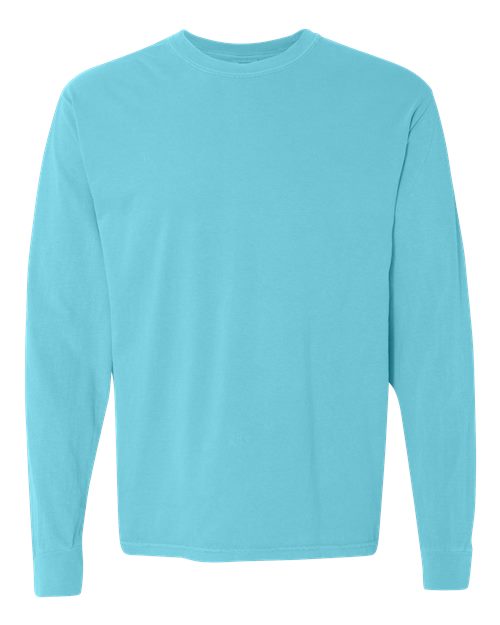 Comfort Colors Unisex Garment-Dyed Heavyweight Long Sleeve T-Shirt - Lagoon Front