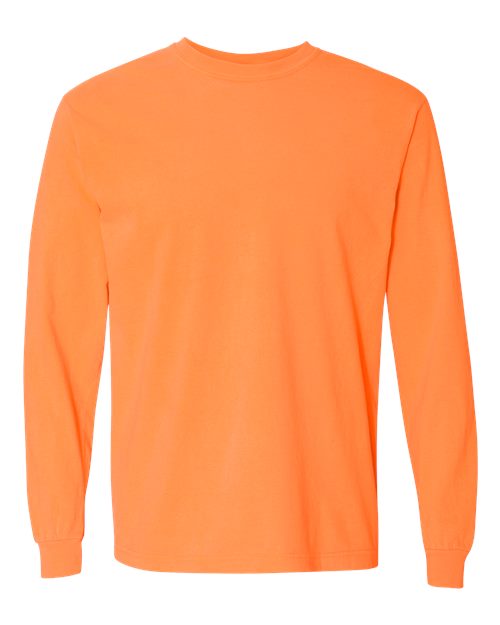 Unisex Garment-Dyed Heavyweight Long Sleeve T-Shirt - Melon Front
