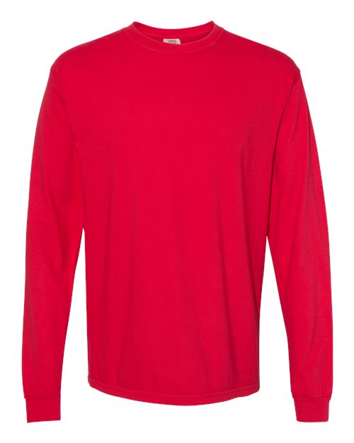 Comfort Colors Unisex Garment-Dyed Heavyweight Long Sleeve T-Shirt - Red Front