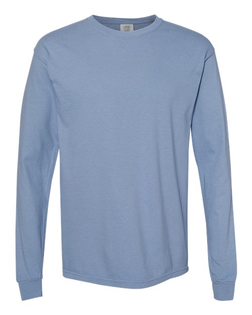 Comfort Colors Unisex Garment-Dyed Heavyweight Long Sleeve T-Shirt - Washed Denim Front