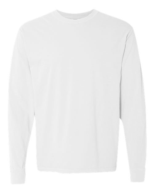 Comfort Colors Unisex Garment-Dyed Heavyweight Long Sleeve T-Shirt - White Front