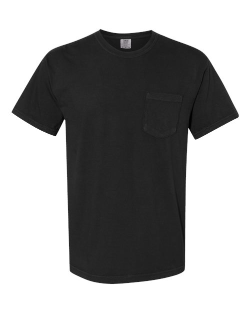 Unisex Garment-Dyed Heavyweight Pocket T-Shirt - Black Front