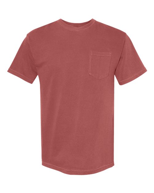 Unisex Garment-Dyed Heavyweight Pocket T-Shirt - Brick Front