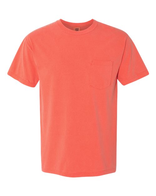 Unisex Garment-Dyed Heavyweight Pocket T-Shirt - Bright Salmon Front
