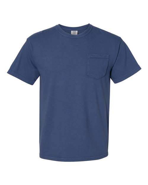 Unisex Garment-Dyed Heavyweight Pocket T-Shirt - China Blue Front