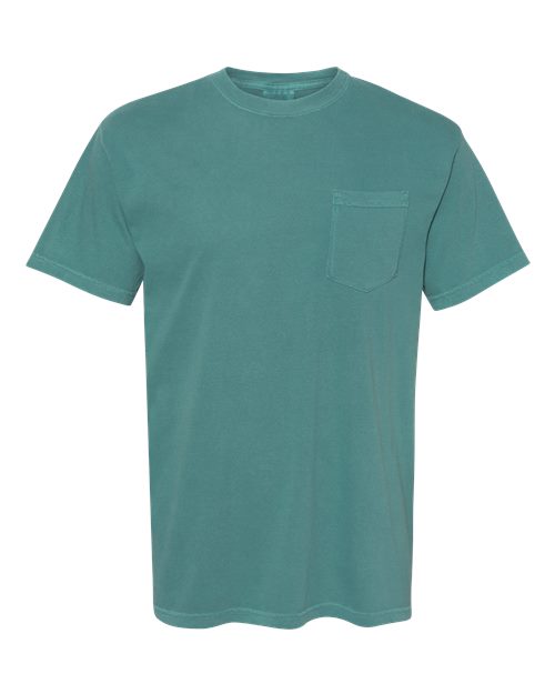 Unisex Garment-Dyed Heavyweight Pocket T-Shirt - Emerald Front