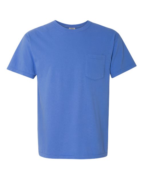 Unisex Garment-Dyed Heavyweight Pocket T-Shirt - Mystic Blue Front
