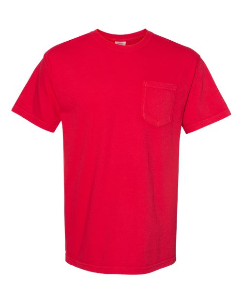 Unisex Garment-Dyed Heavyweight Pocket T-Shirt - Red Front