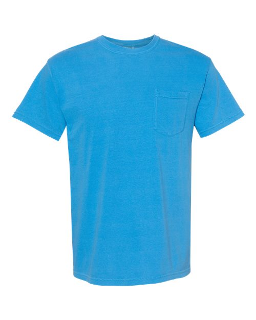 Unisex Garment-Dyed Heavyweight Pocket T-Shirt - Royal Caribe Front