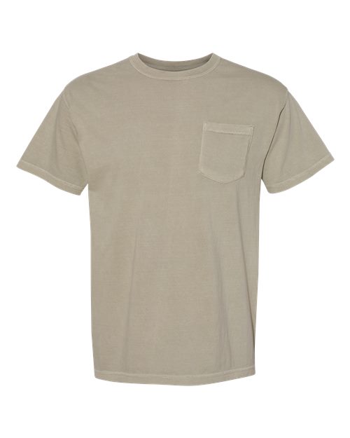 Unisex Garment-Dyed Heavyweight Pocket T-Shirt - Sandstone Front