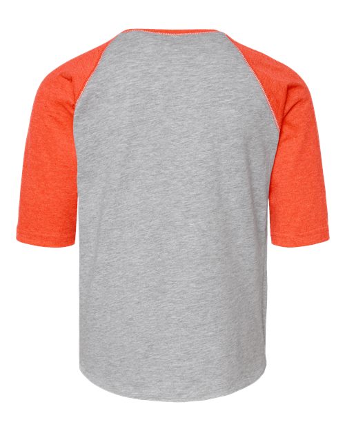 Youth Baseball Fine Jersey Three-Quarter Sleeve Tee - Vintage Heather/ Vintage Orange Back