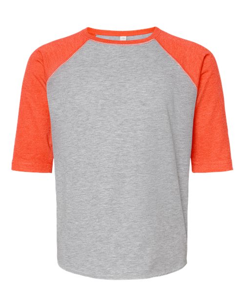 Youth Baseball Fine Jersey Three-Quarter Sleeve Tee - Vintage Heather/ Vintage Orange Front