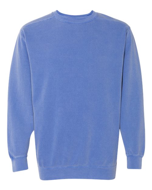 Unisex Garment-Dyed Crewneck Sweatshirt - Flo Blue Front