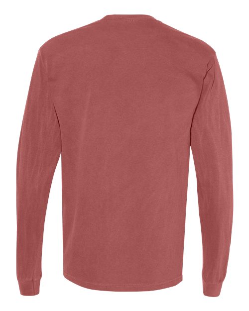 Unisex Garment-Dyed Heavyweight Long Sleeve Pocket T-Shirt - Brick Back