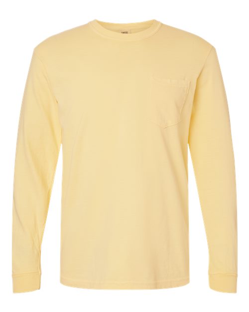 Unisex Garment-Dyed Heavyweight Long Sleeve Pocket T-Shirt - Butter Front