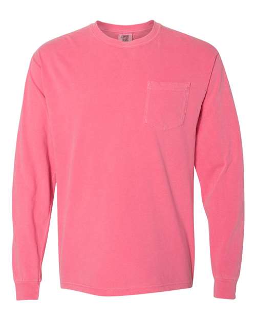 Unisex Garment-Dyed Heavyweight Long Sleeve Pocket T-Shirt - Crunchberry Front