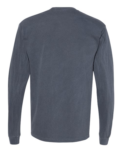 Unisex Garment-Dyed Heavyweight Long Sleeve Pocket T-Shirt - Denim Back