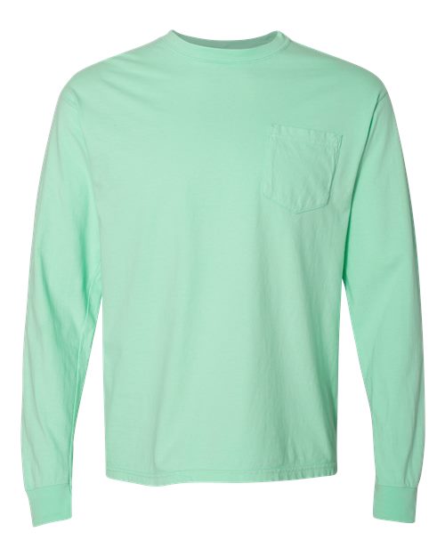 Unisex Garment-Dyed Heavyweight Long Sleeve Pocket T-Shirt - Island Reef Front