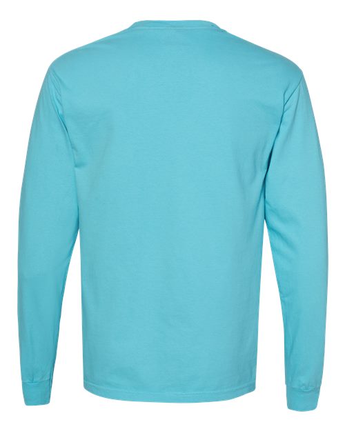 Unisex Garment-Dyed Heavyweight Long Sleeve Pocket T-Shirt - Lagoon Back