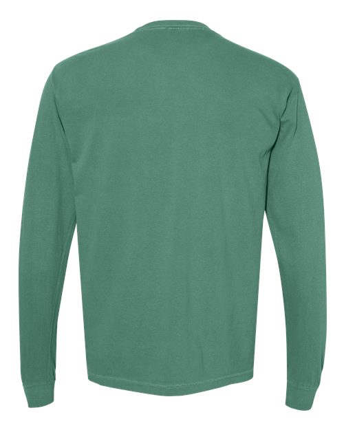Unisex Garment-Dyed Heavyweight Long Sleeve Pocket T-Shirt - Light Green Back